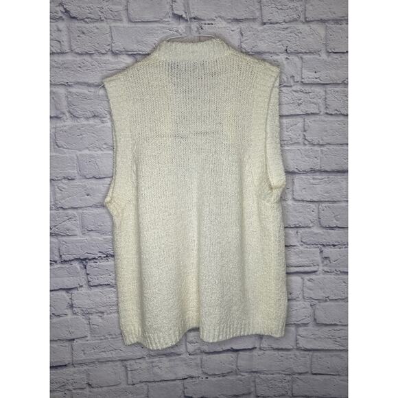Bonnie Lee Vintage Ivory Knit Sleeveless Cardigan Sweater w/Pockets SZ SM-MED - Picture 4 of 5